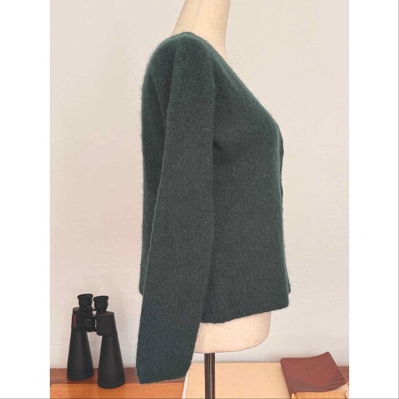 Sézane Barry Cardigan V-Neck Sweater Mohair Alpaca Green - Picture 5 of 7